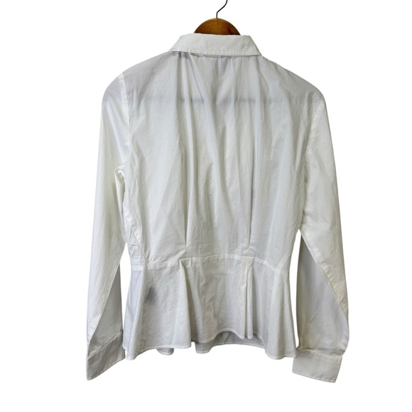 Lauren Ralph Lauren Pleated White Button Down Shirt Size 14 Neutral Minimalist - Picture 2 of 9